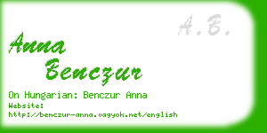 anna benczur business card